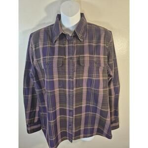 Lauren Ralph Lauren Shirt Womens Large Plaid Button Down Pockets Long Sleeve